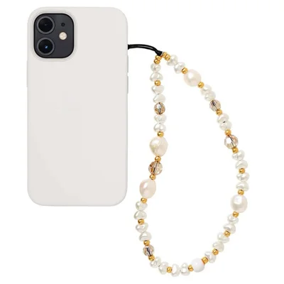 Klamra na telefon z koralikami, ramiączko na telefon, imitacja perły, długość: 16 cm + 5 cm - SZ-A220006C