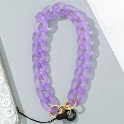 30cm+7cm Acrylic Chain Loops Phone Wrist Strap Candy Color Anti-Lost Lanyard - Purple