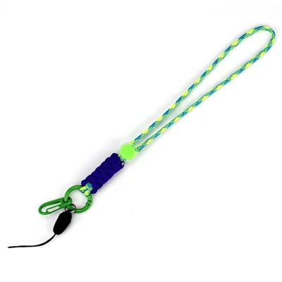 24cm Dual Color Braided Polyester Phone Lanyard Anti-Lost Keychain Holder Strap - Green