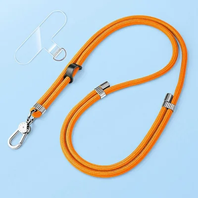 8mm Adjustable Nylon Phone Lanyard with Dual Direction Clips, Zinc Alloy Buckle Crossbody Neck Strap - Orange