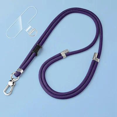 8mm Adjustanle Nylon Phone Lanyard Zinc Alloy Buckle Crossbody Neck Strap with Bidirectional Clip - Dark Purple