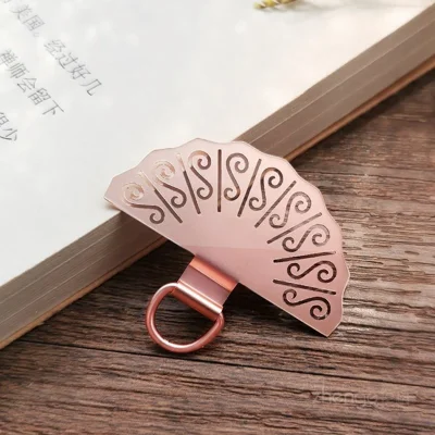 Metal Phone Tether Tab Fan Shape Universal Cellphone Lanyard Pad - Rose Gold
