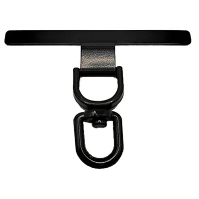 Roteerbare Telefoon Tether Tab T-vormige Metalen Telefoon Lanyard Patch - Zwart