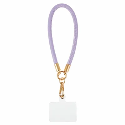 PU Leather Phone Lanyard Strap Wrist Chain Metal Clasp Detachable for Smartphone Accessories - Purple