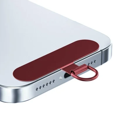 Stainless Steel Metal Phone Tether Tabs for Phone Cases Ultra Thin Universal Cellphone Lanyard Pad - Wine Red