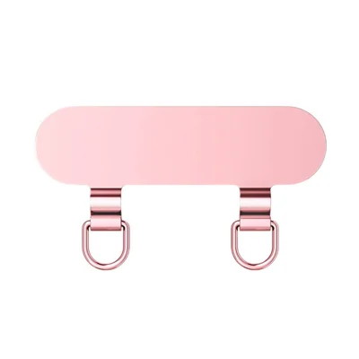 Ultra Thin Metal Phone Tether Tab with Double Clips for Phone Case, Lanyard Patch - Rose Gold