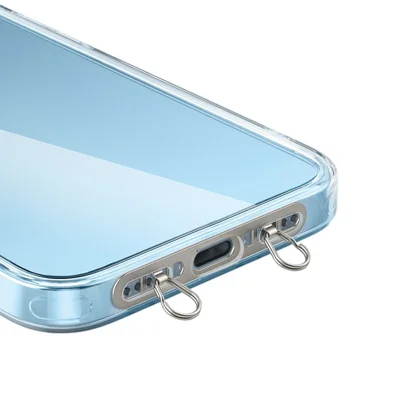 Stainless Steel Phone Tether Tabs with Double Clip Metal Ultra Thin Anti-Lost Phone Lanyard Patch
