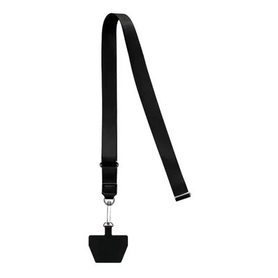 Adjustable Crossbody Phone Lanyard Wide Strap Braided Necklace Simple ID Badge Holder with Length Adjustment - Black