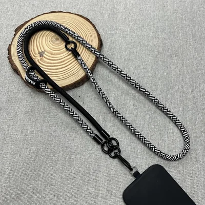8mm Detachable Phone Strap Crossbody Neck Lanyard with Phone Tether Tabs for Outdoor - Black White