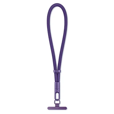 30cm Upgraded Phone Wrist Strap Self Locking Anti Drop Lanyard with Stainless Steel Tether Tab for Mobile Phone - Dark Purple