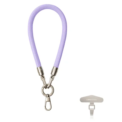 LEEU DESIGN 25cm Solid Color Smartphone Strap Cell Phone Polyester Lanyard with Stainless Steel Tether Tab - Aromatherapy Purple