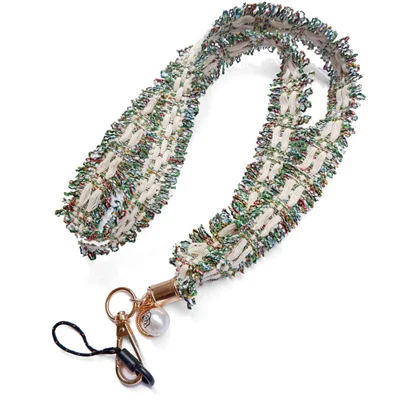 Camellia Series Pearl Ornament Mobile Phone Case Hanging Neck Lanyard Name Tag Neck Strap - Verde