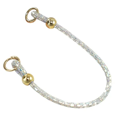 30cm Square Crystal Beaded Phone Lanyard Wrist Strap Mobile Chain Crystal Rhinestone Accessory - Dazzling  /  Gold