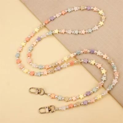 120cm Colorful Beaded Phone Strap Chain Crossbody Lanyard Mobile Phone Holder Sweet Accessories - Colorful Stars