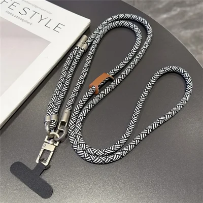 150 cm Justerbart Tværgående Telefonlanyard - Tyk Vævet Nylon Halsrem med Festetap - Model 1