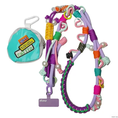 120cm Phone Strap 3-em-1 Ajustável Crossbody Woven Lanyard Neck Strap com Bolsa / Tether Tab para Telemóvel