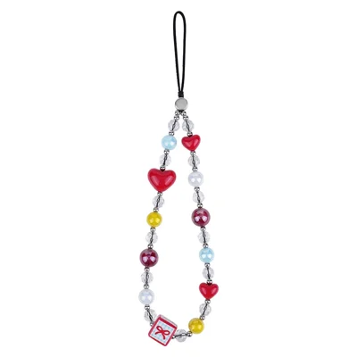 17cm Heart Beaded Phone Chain Bracelet Anti-Lost Lanyard Wrist Strap for Phone Case