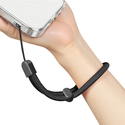 30cm Safety Hand Lanyard Phone Rope Self-Locking Adjustable Anti-Loss Camera Wrist Strap, Diameter: 6mm - Black