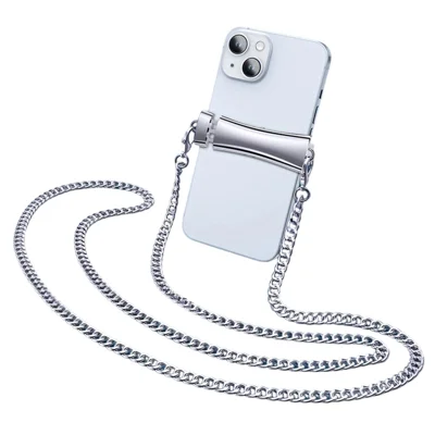 CT-61 120cm Phone Chain with Clamp Metal Anti-Scratch Crossbody Lanyard Strap - Silver