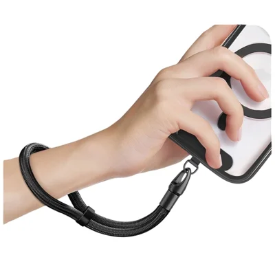 CT-69 32cm Adjustable Phone Lanyard Polyester Rope Self-Locking Anti-Loss Wrist Strap, Diameter: 7mm - Black