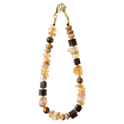 29cm Natural Stone Phone Lanyard Handmade Beaded Wrist Strap Anti Drop Buckle Phone Chain - Gold