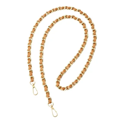 120cm Phone Chain Crossbody Lanyard Metal + Leather Purse Straps with Lobster Clasps - Light Coffee