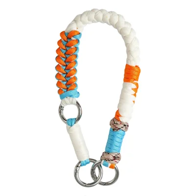 Multifunction 40cm Short Woven Lanyard Double-Knotted Metal Clips Phone Strap for Phone Cases, Keys and Bags - K69301 Color-White