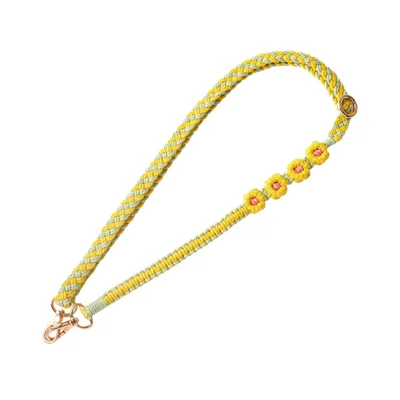 120cm Handwoven Floral Phone Lanyard Crossbody Adjustable Rope Strap for Phone Cases and Bags - K68641 Yellow