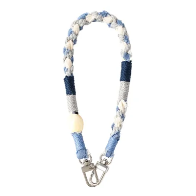 30cm Handwoven Phone Lanyard Braided Cotton Blend Swivel Snap Hook Wrist Strap for Phone Camera Small Bag - Blue