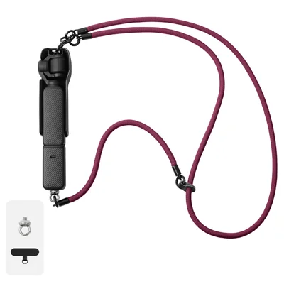 3 in 1 Crossbody Camera Strap 120cm Long + 30cm Short Adjustable Neck Shoulder Strap for DJI Cameras - Burgundy Red