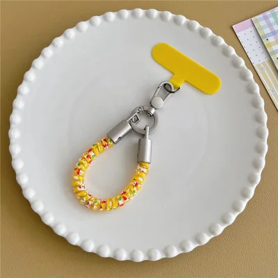 15cm Spiral Elastic Phone Lanyard Anti Theft Stretchy Coil Phone Charm Wrist Strap with Tether Tab - Style A