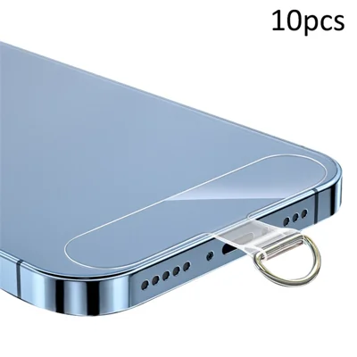 10 Stück / Packung Telefonlanyard-Patch Universelle Handytether-Tabs aus TPU mit Metallring für Handgelenks- oder Halsbänder - Transparent