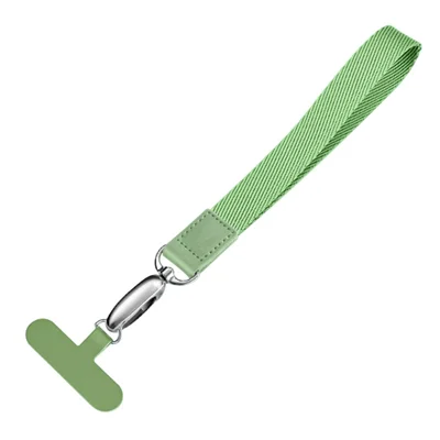 Dragonne de téléphone portable en polyester pour téléphone portable anti-perte avec boucle en métal, languette de tétherPC - Matcha Green