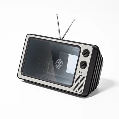 12 tommer telefon skærmforstørrelse, retro TV-design, 2-3x forstørrelse til 4,0-6,6 tommer smartphones - Grå [WL855]