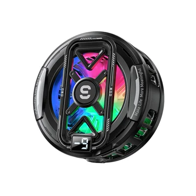 ESSAGER K51 Magnetic Digital Display Phone Cooler RGB Lighting Gaming TEC Cooling Fan Radiator for Smartphone - Black