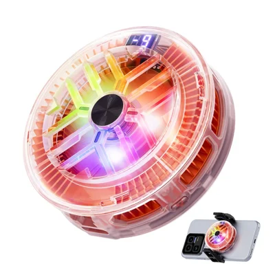 ESSAGER ES-SR01 Magnetic Digital Display Phone Cooler TEC Cooling RGB Lighting 3-Levels Temperature Control Cooling Fan for Gaming - Transparent Black