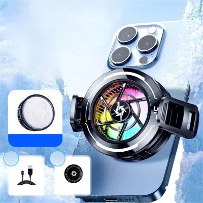 SL70 Magnetic Phone Cooler AI Temperature Control Digital Display RGB Fan Semiconductor Cooler for Gaming - Black