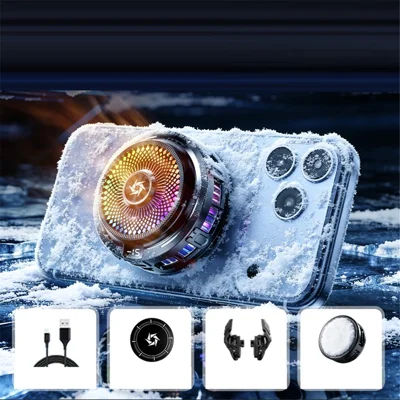 SL87 Magnetische Halfgeleider Telefoonkoeler met Digitaal Display RGB 3-snelheids Luchtinlaat Koelventilator voor Gaming - Zwart