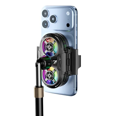 SL75 Halbleiter-Handykühler mit Dual-Lüfter TEC-Kühlung und 360-Grad-verstellbarem Standfuß für Live-Streaming – Schwarz