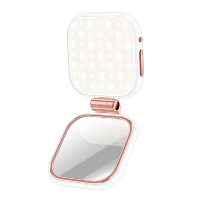 YESIDO DH18 4-in-1 Magnetische Ausleuchtung mit Ständer-Spiegel 750 mAh LED-Ringlicht stufenlose Helligkeitsregelung Lampe – Weiß