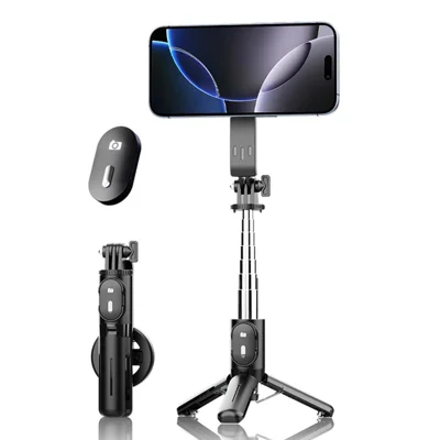 P08Y Pro Portable Travel Selfie Stick Tripod Mini Phone Stand with Remote Control - Black