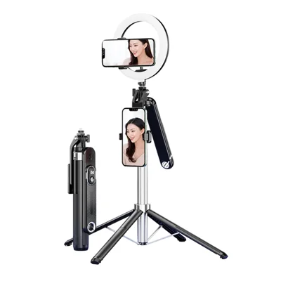 P510 Extendable Phone Selfie Stick 1.8m Live Streaming Four-Leg Bracket with 10 Inch Beauty Ring Light