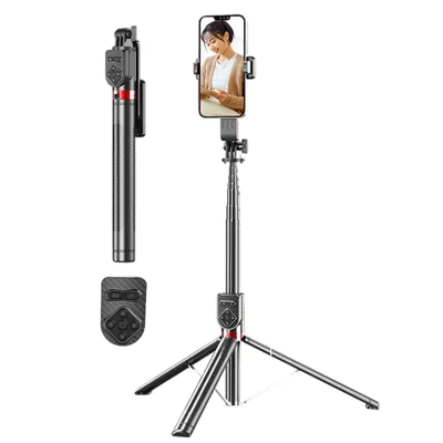 P100TK 360 Degree Rotation Anti Shake Phone Tripod Stand Bluetooth-compatible Selfie Stick for Outdoor Photography
