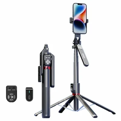 P325 Bluetooth-Compatible Selfie Stick Dual Remote Control Phone Extendable Anti-Shake Gimbal Handle Stand