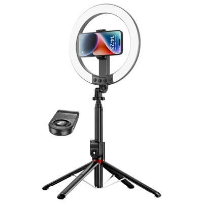 P225Q Selfie Stick 2.3m Smartphone Beauty Photography Remote Control Stand with Ring Light