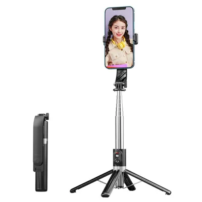 P06max 140cm Extendable Selfie Stick Smartphones Bluetooth-Compatible Remote Control Stand - Black
