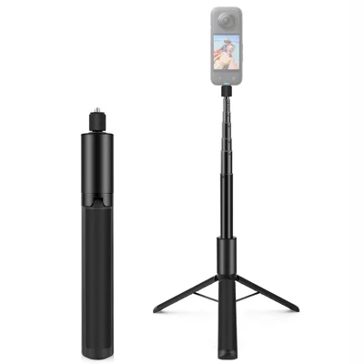 PULUZ PU497B For Insta360 X4 / X3 Panoramic Camera Selfie Stick Action Cameras Tripod Monopod