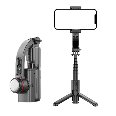 CYKE L18S Pour Smartphone Monopode Selfie Stabilisateur Cardan Monopode Trépied avec Lampe de Remplissage 3 Couleurs - Noir