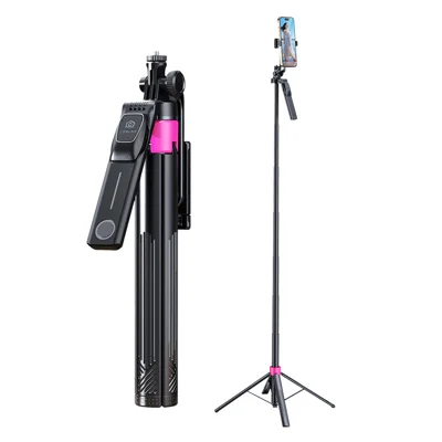 CYKE SS1 Phone Tripod 165cm Extendable Selfie Stick 4-Leg Stable Stand with Bluetooth-compatible Remote - Black