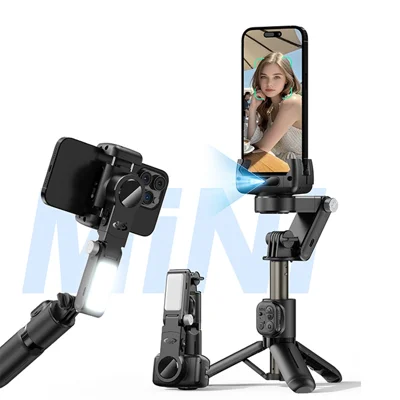 CYKE Q19 3 in 1 AI Face Tracking Handheld Gimbal Stabilizer for Smartphone Selfie Stick Tripod Built-in LED Fill Light - Black